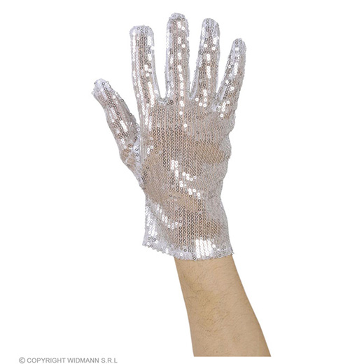 handschoen zilver pailletten