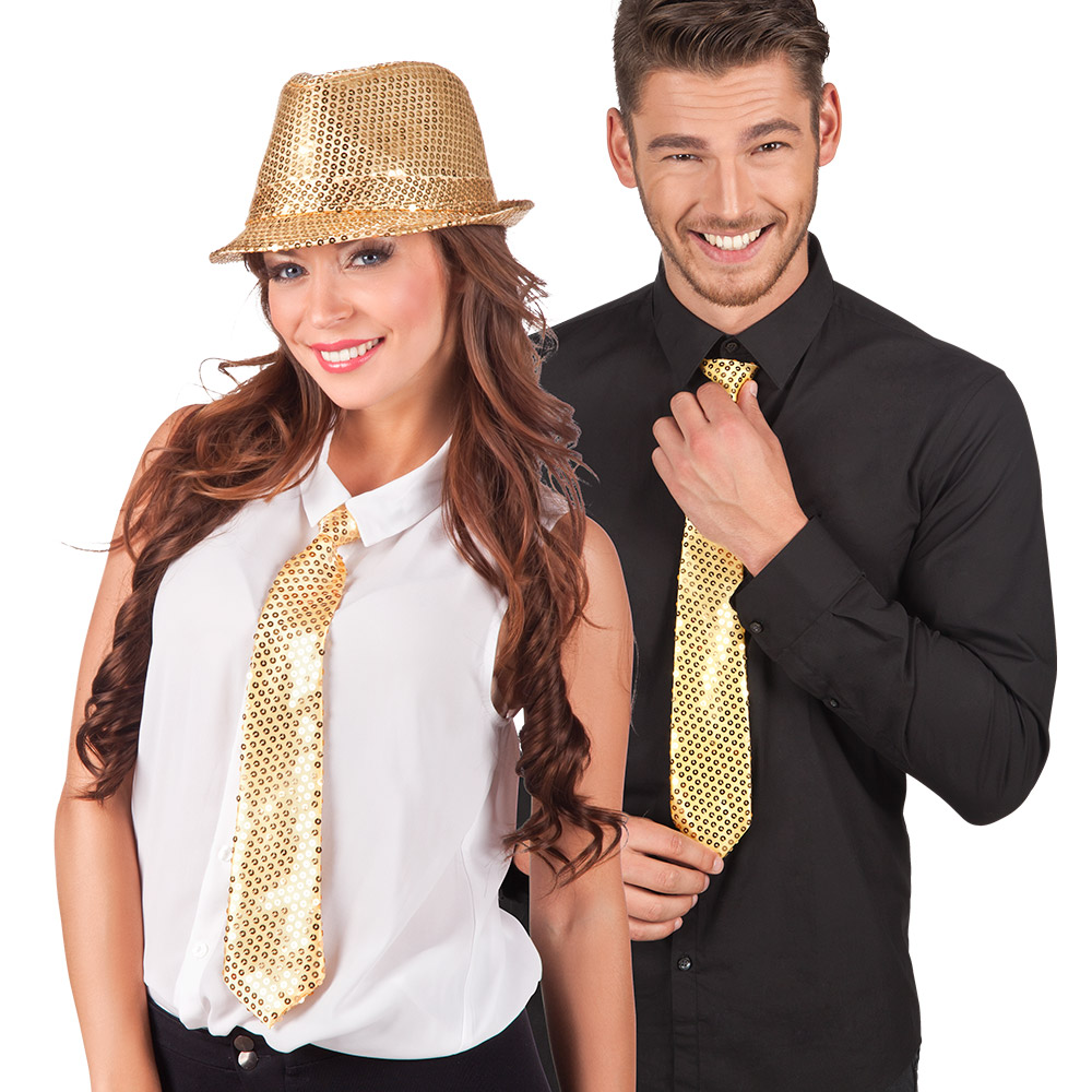 Stropdas Spangles goud (40 cm)