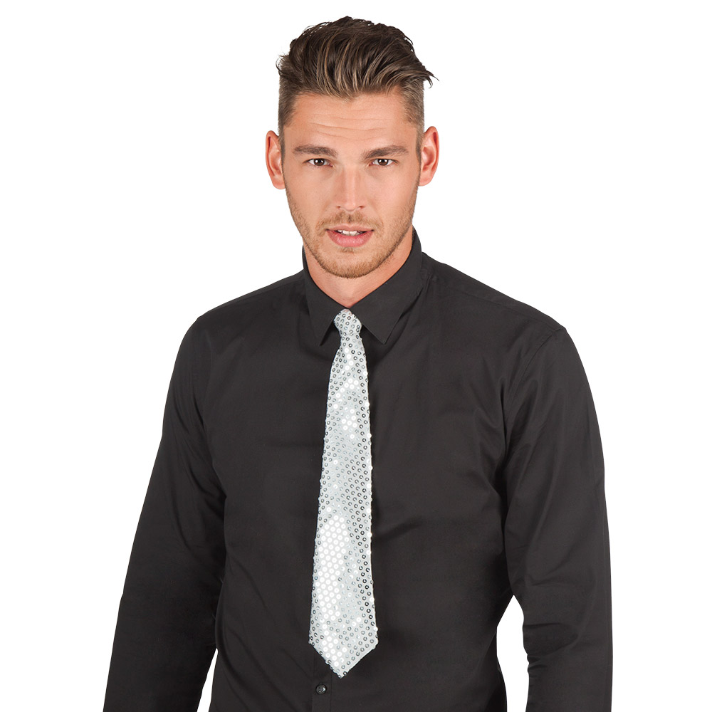 Stropdas Spangles zilver (40 cm)