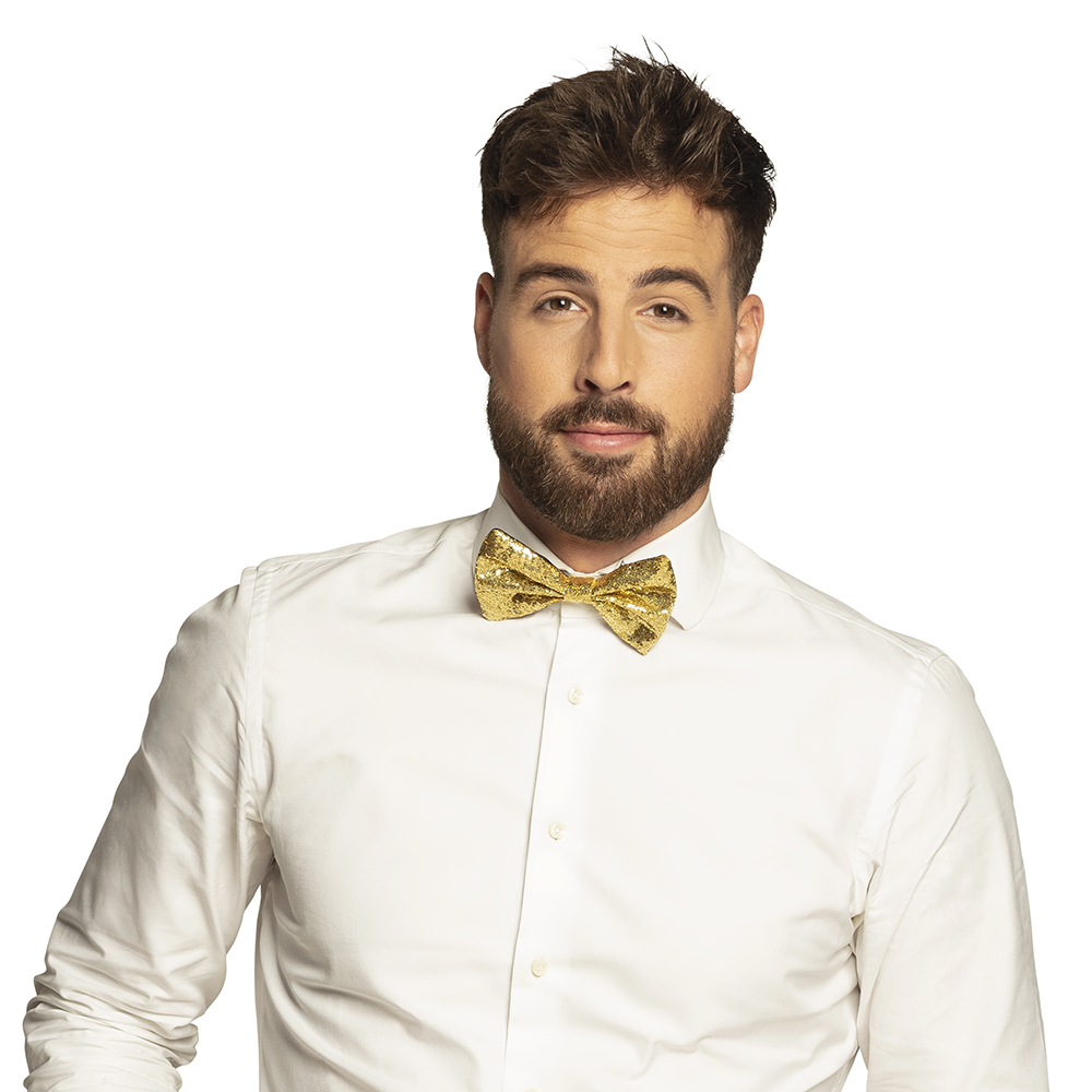 Vlinderstrik Glitter goud