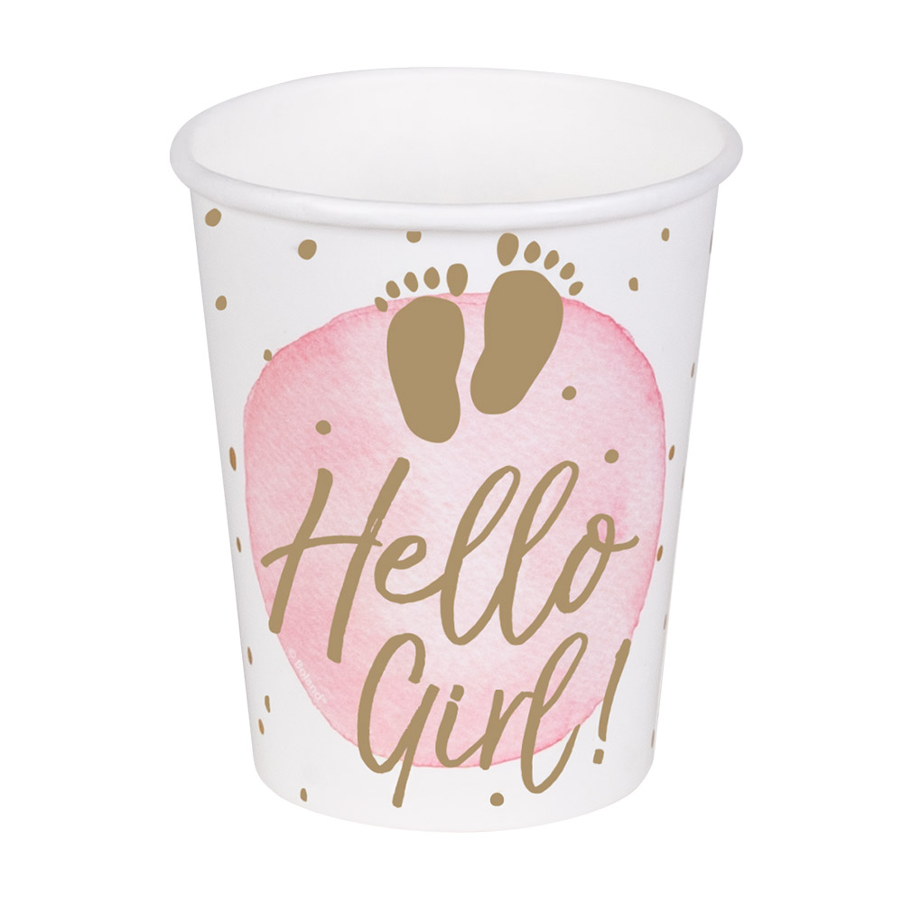 Set 10 papieren bekertjes 'Hello girl!' (25 cl)