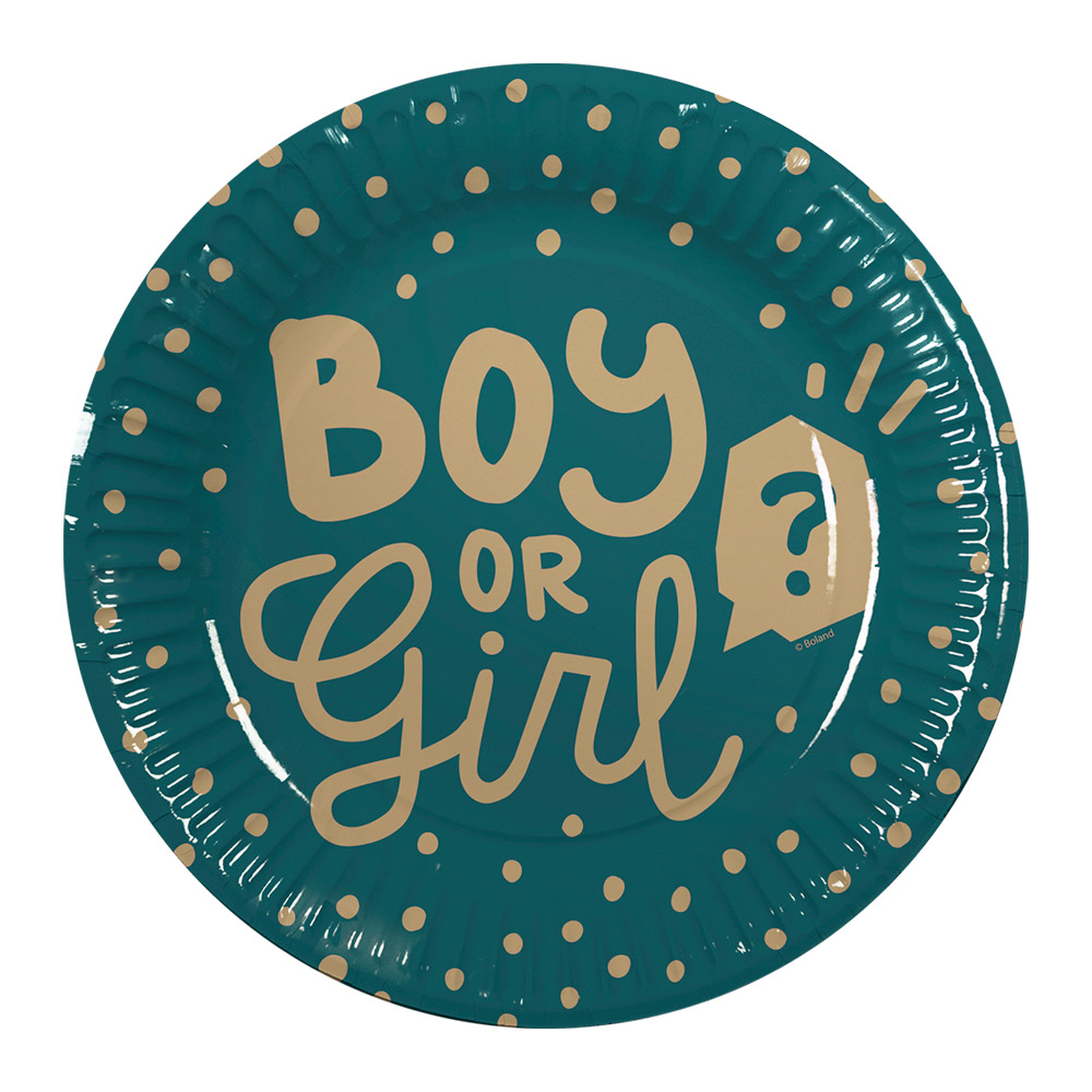 Set 10 papieren bordjes Boy or Girl (Ø 23 cm)