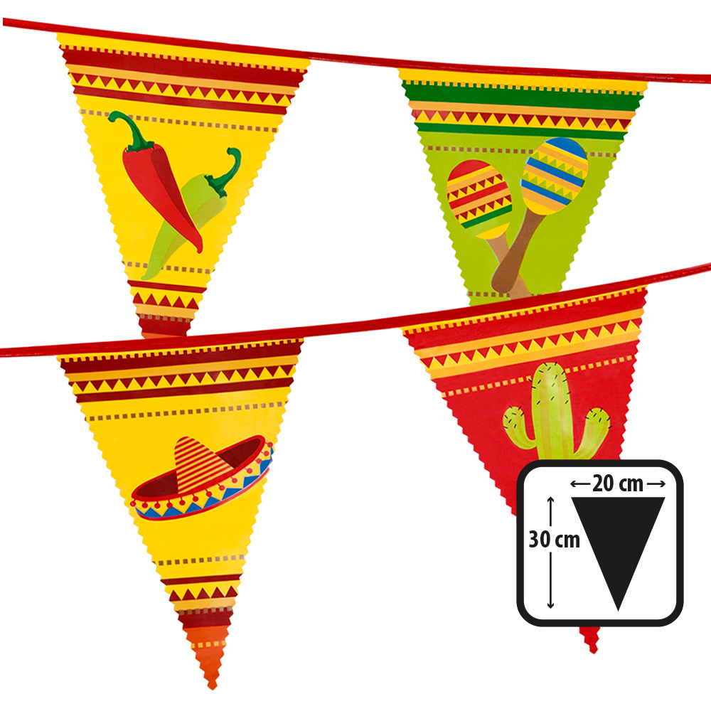 PE vlaggenlijn Mexico (30 x 20 cm, 6 m)