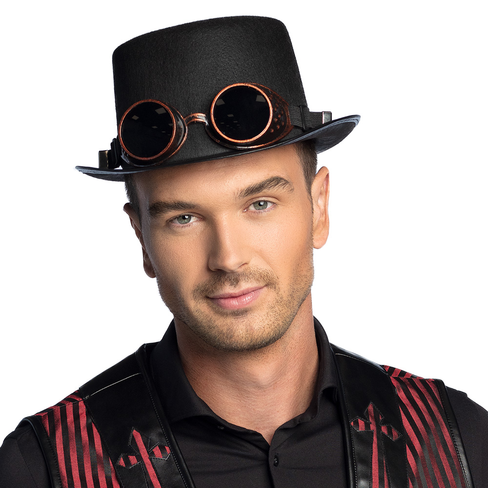 Hoed Steamgoggles met partybril