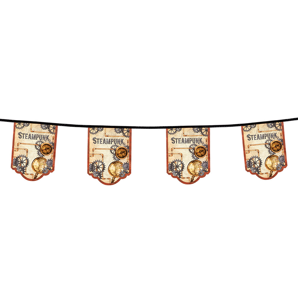 St. Kartonnen vlaggenlijn Steampunk dubbelzijdig (17,5 x 13 cm)(4 m)
