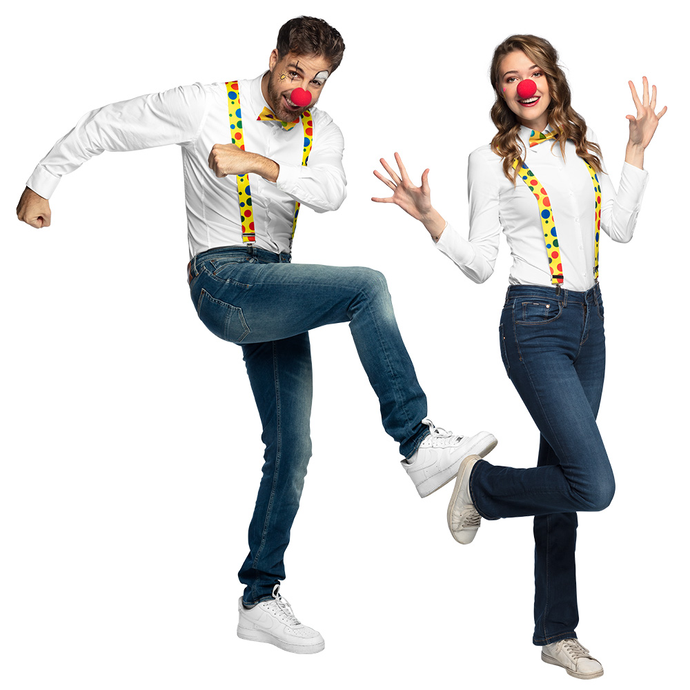 Set Clown (clownsneus, vlinderstrik en bretels)