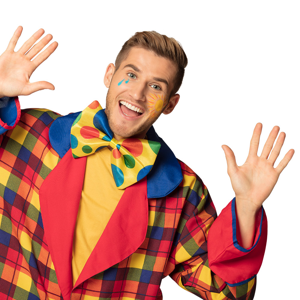 Grote vlinderstrik Clown (15 x 21 cm)