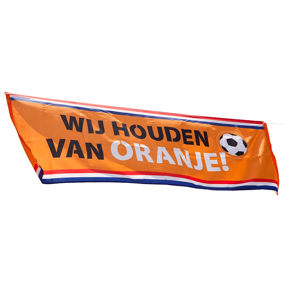 St. Polyester banner 'Wij houden van Oranje' (74 x 220 cm)