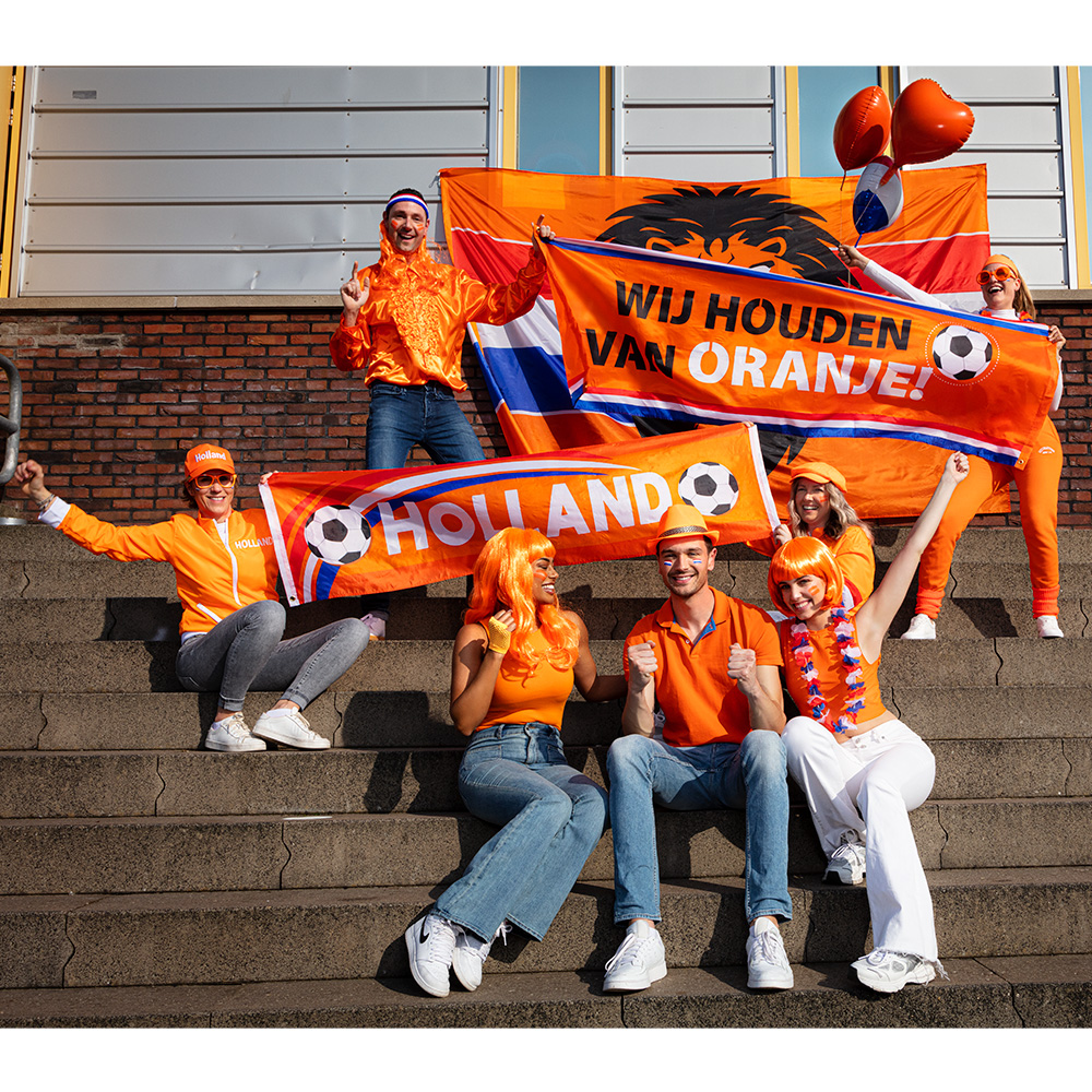 St. Polyester banner 'Wij houden van Oranje' (74 x 220 cm)