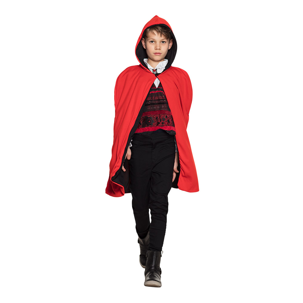 Kindercape Twilight zwart/rood omkeerbaar (115 cm)