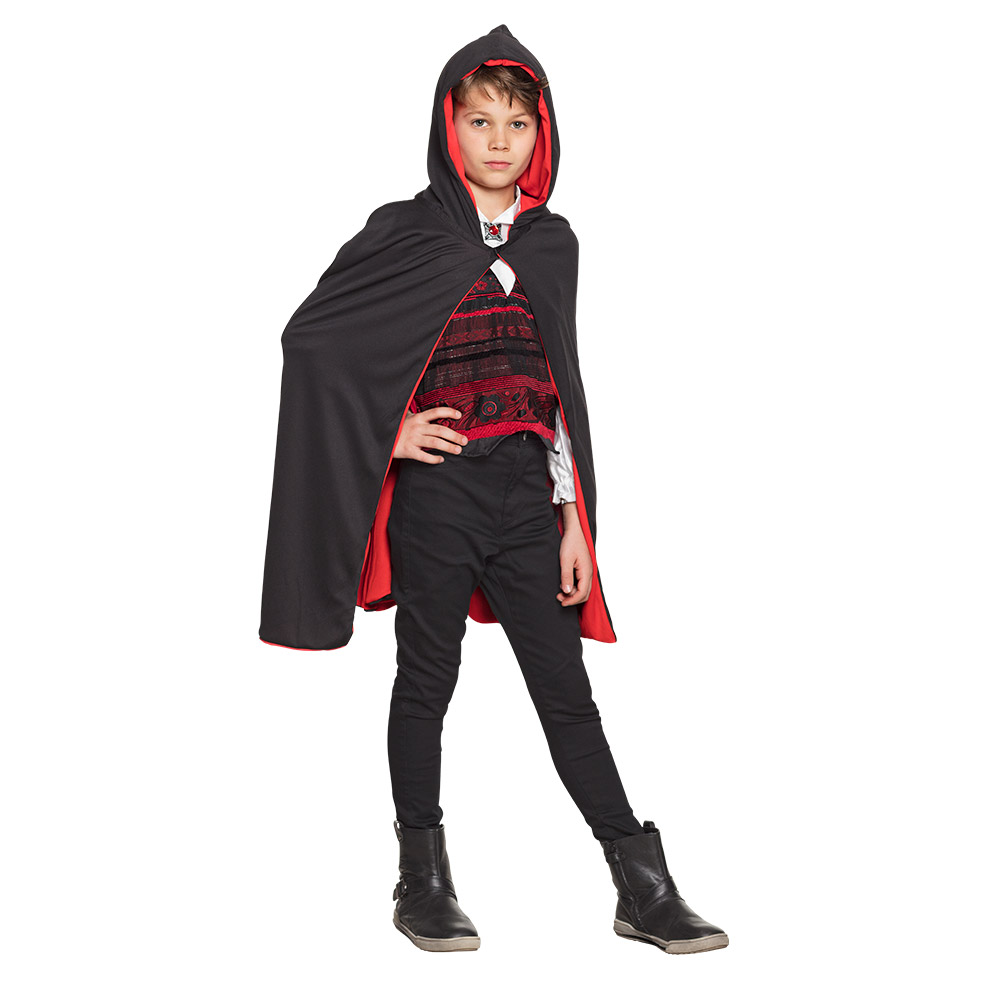 Kindercape Twilight zwart/rood omkeerbaar (115 cm)