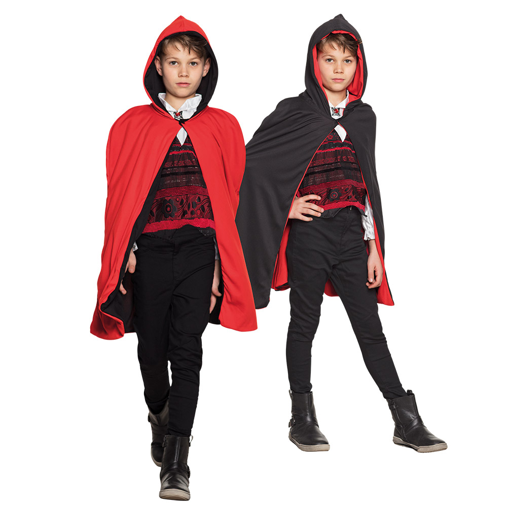 Kindercape Twilight zwart/rood omkeerbaar (115 cm)