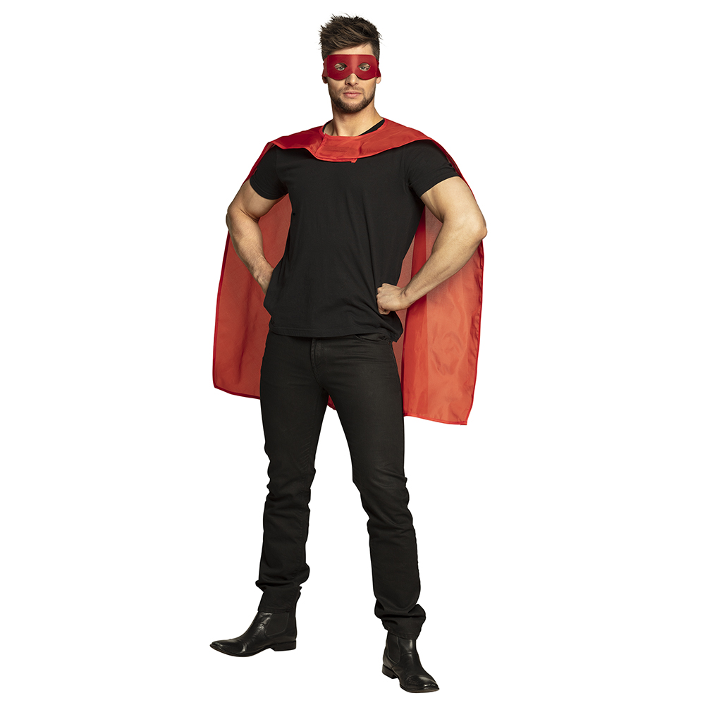 Set Hero rood (oogmasker en cape 90 cm)