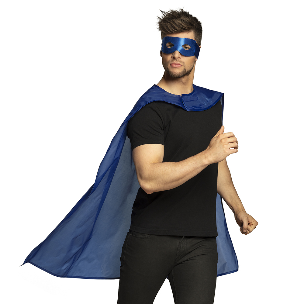 Set Hero blauw (oogmasker en cape 90 cm)