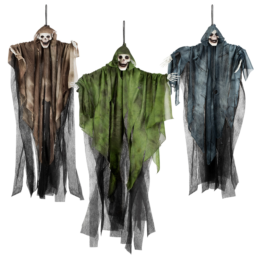 Hangdecoratie Schedelspook 3 kleuren ass. (65 cm)