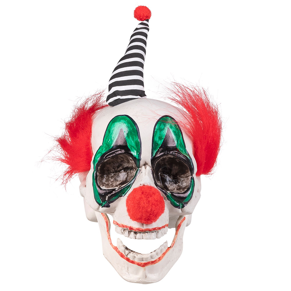 Schedel Clown met beweegbare kaak (15 x 13 x 18 cm)