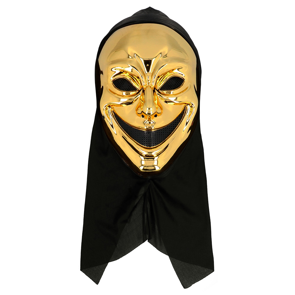 Gezichtsmasker Crazy killer met kap goud