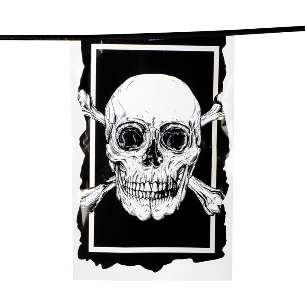 PE vlaggenlijn rechthoek Piraten (30 x 20 cm, 6 m)