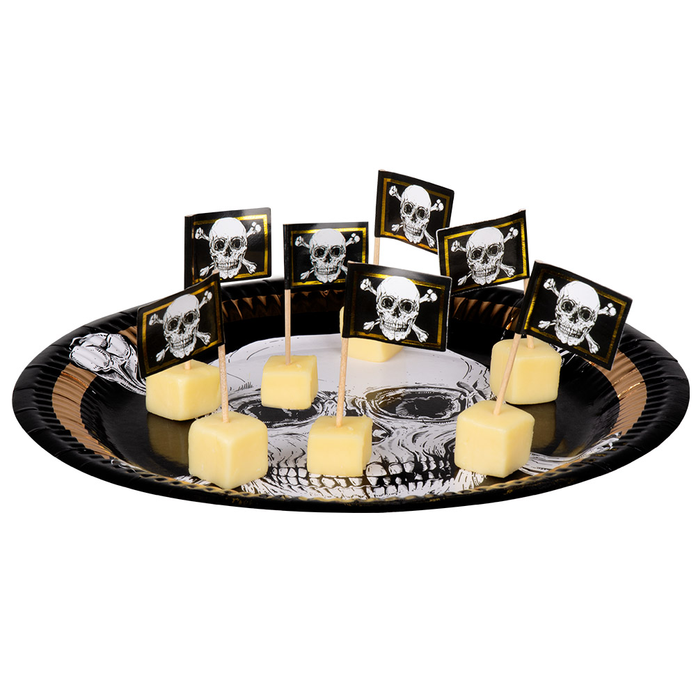 Set 24 Vlaggenprikkers Piraten (7 cm)