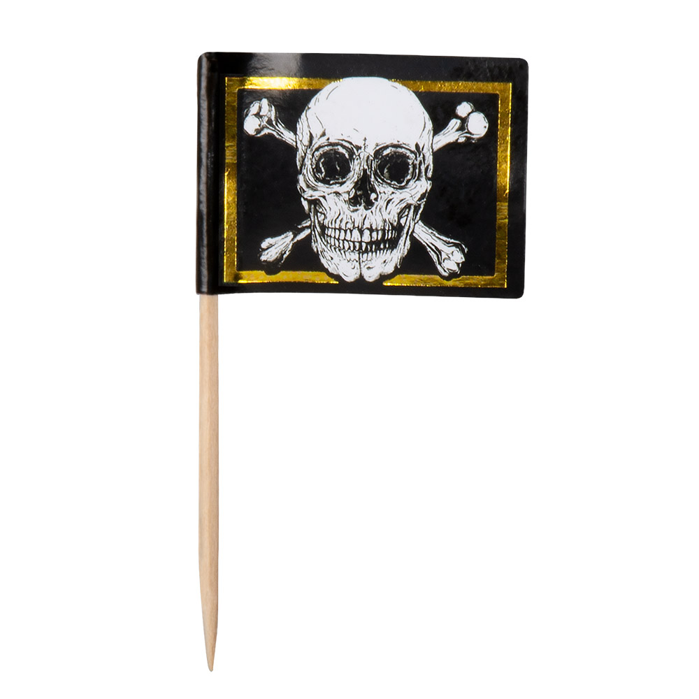 Set 24 Vlaggenprikkers Piraten (7 cm)