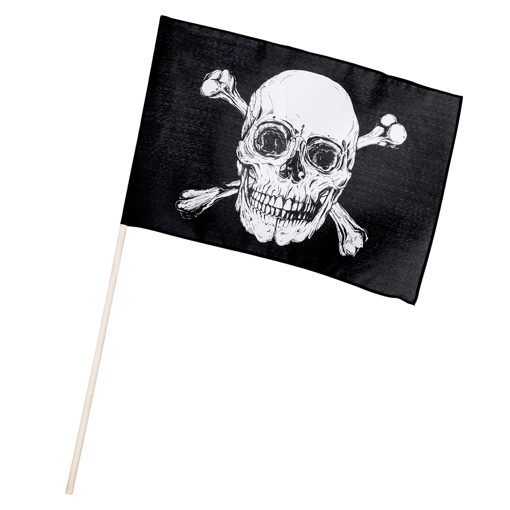 St. Polyester zwaaivlag Piraten Classic (30 x 45 cm / 76 cm stok)