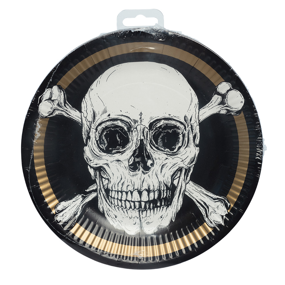 Set 10 papieren bordjes Piraten (Ø 23 cm)