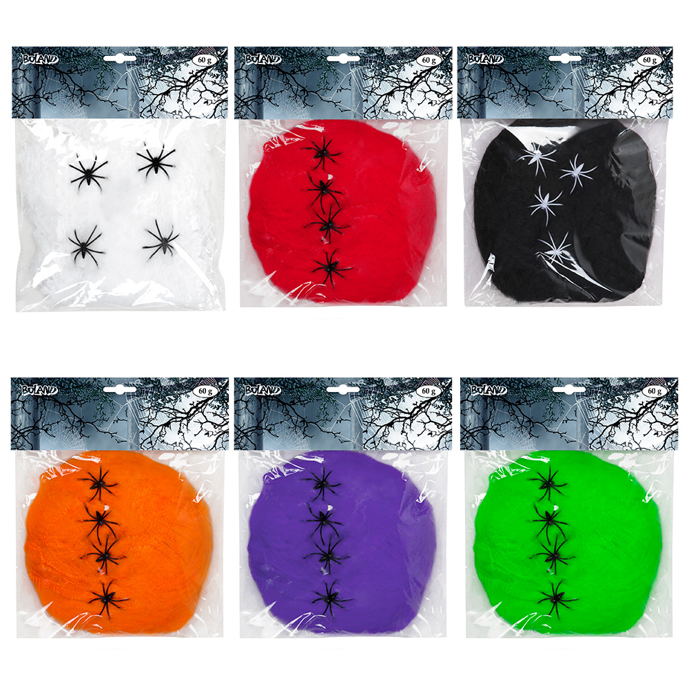 Spinrag 60 g 6 kleuren ass. met 4 spinnen
