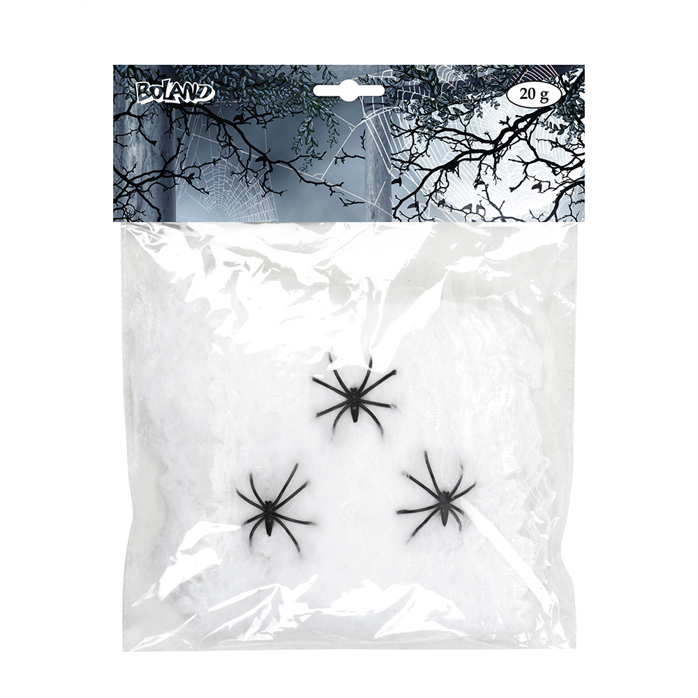 St. Spinrag 20 g wit met 3 spinnen