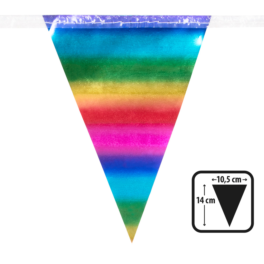St. Folieminivlaggenlijn regenboog (14 x 10.5 cm)(3 m)