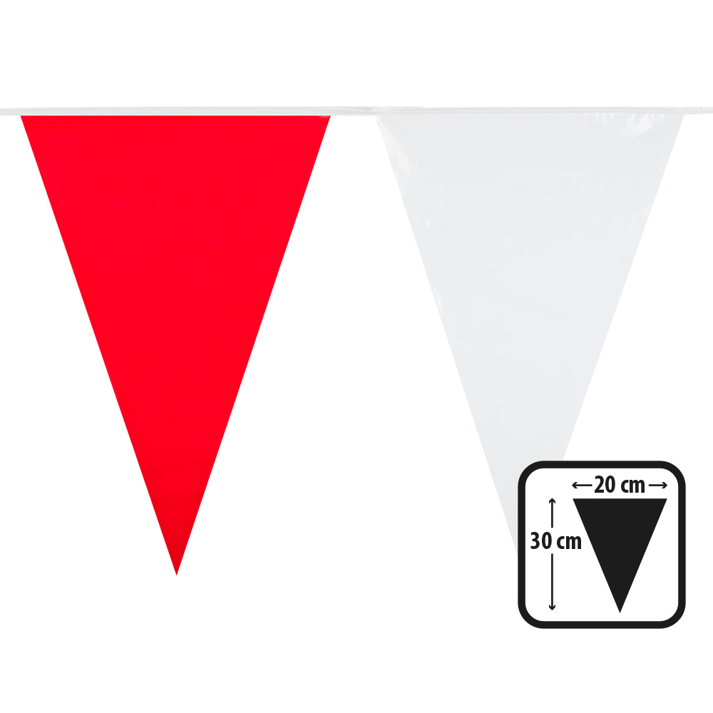 PE vlaggenlijn rood/wit (30 x 20 cm)(10 m)