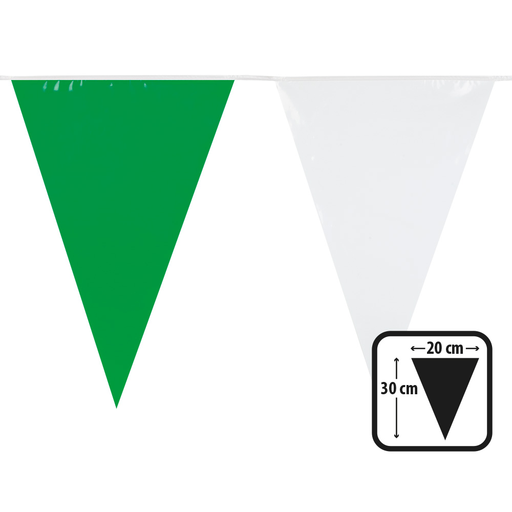 PE vlaggenlijn groen/wit (30 x 20 cm)(10 m)