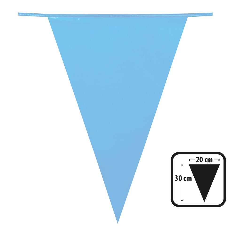 PE vlaggenlijn lichtblauw (30 x 20 cm)(10 m)