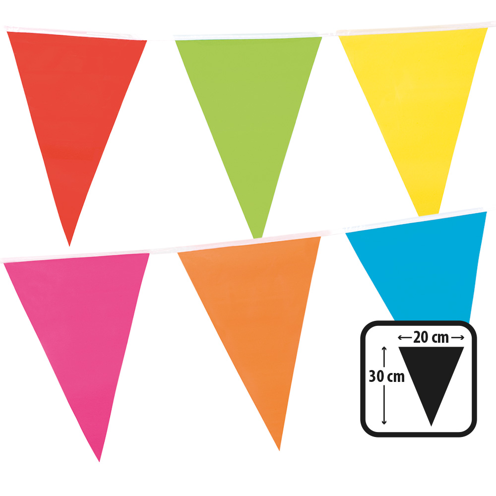 PE vlaggenlijn veelkleurig (30 x 20 cm)(10 m)