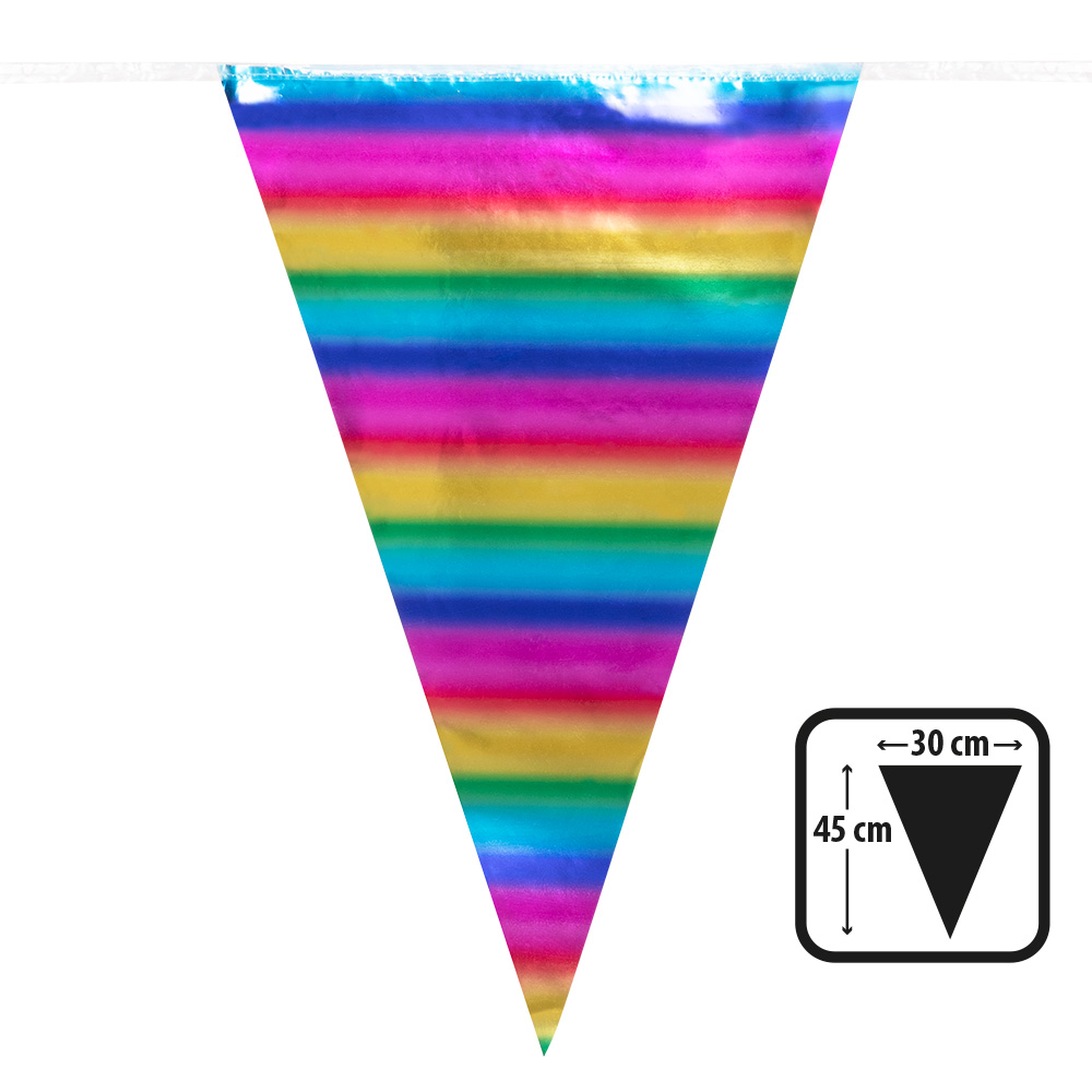 St. Foliereuzenvlaggenlijn regenboog (45 x 30 cm) (10 m)