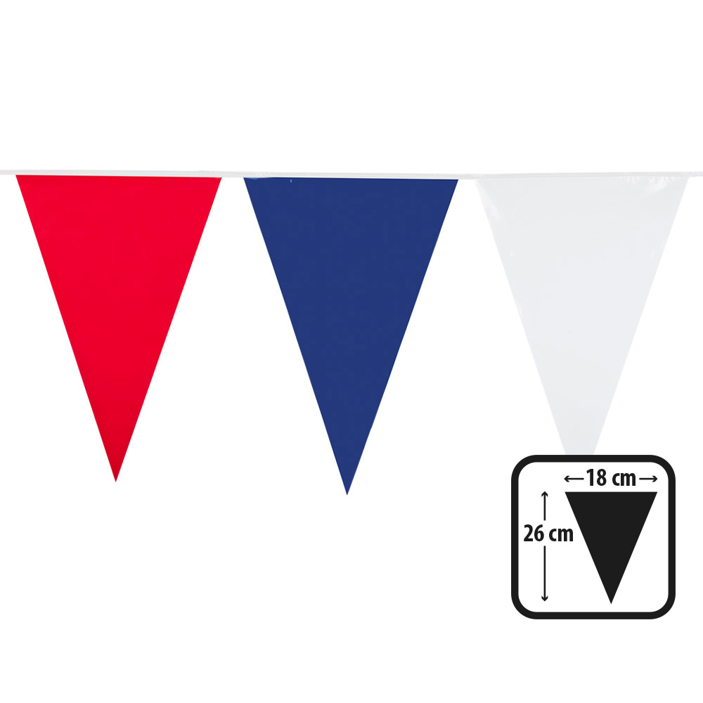 Polyester vlaggenlijn rood/wit/blauw (26 x 18 cm)(10 m)