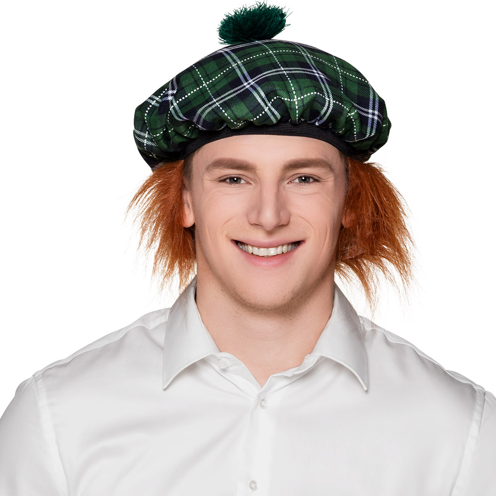 Baret Mr Tartan groen met haar