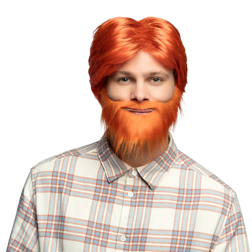 St. Pruik Dude oranje met baard