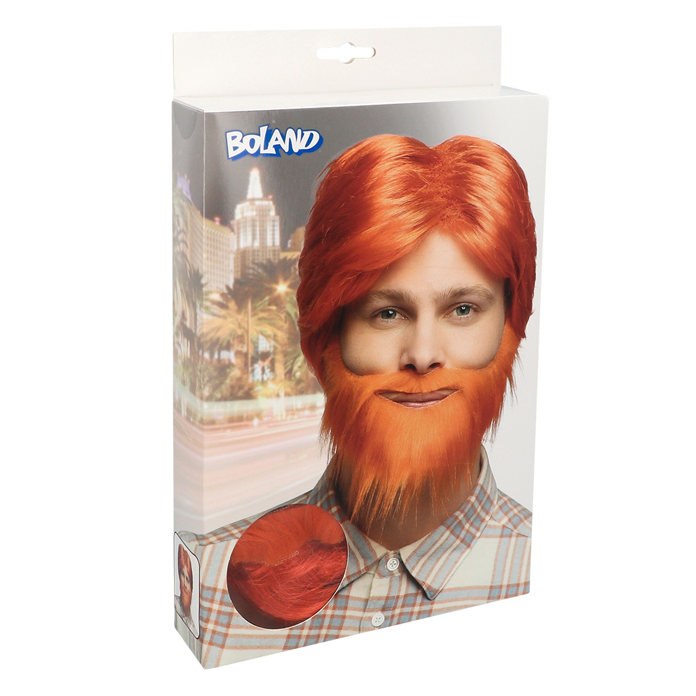 Pruik Dude oranje met baard