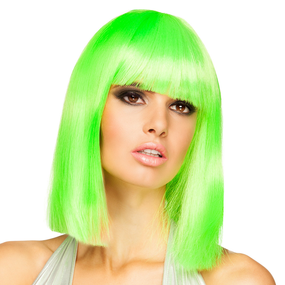 Pruik Dance neongroen UV