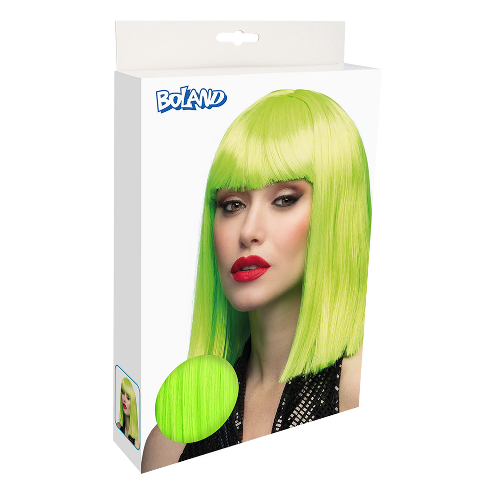 Pruik Dance neongroen UV