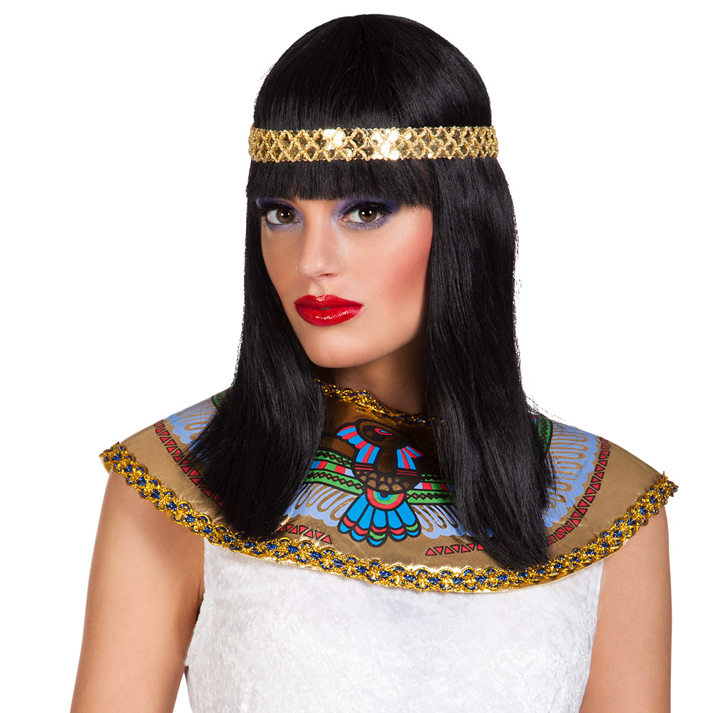 St. Pruik Cleopatra met hoofdband