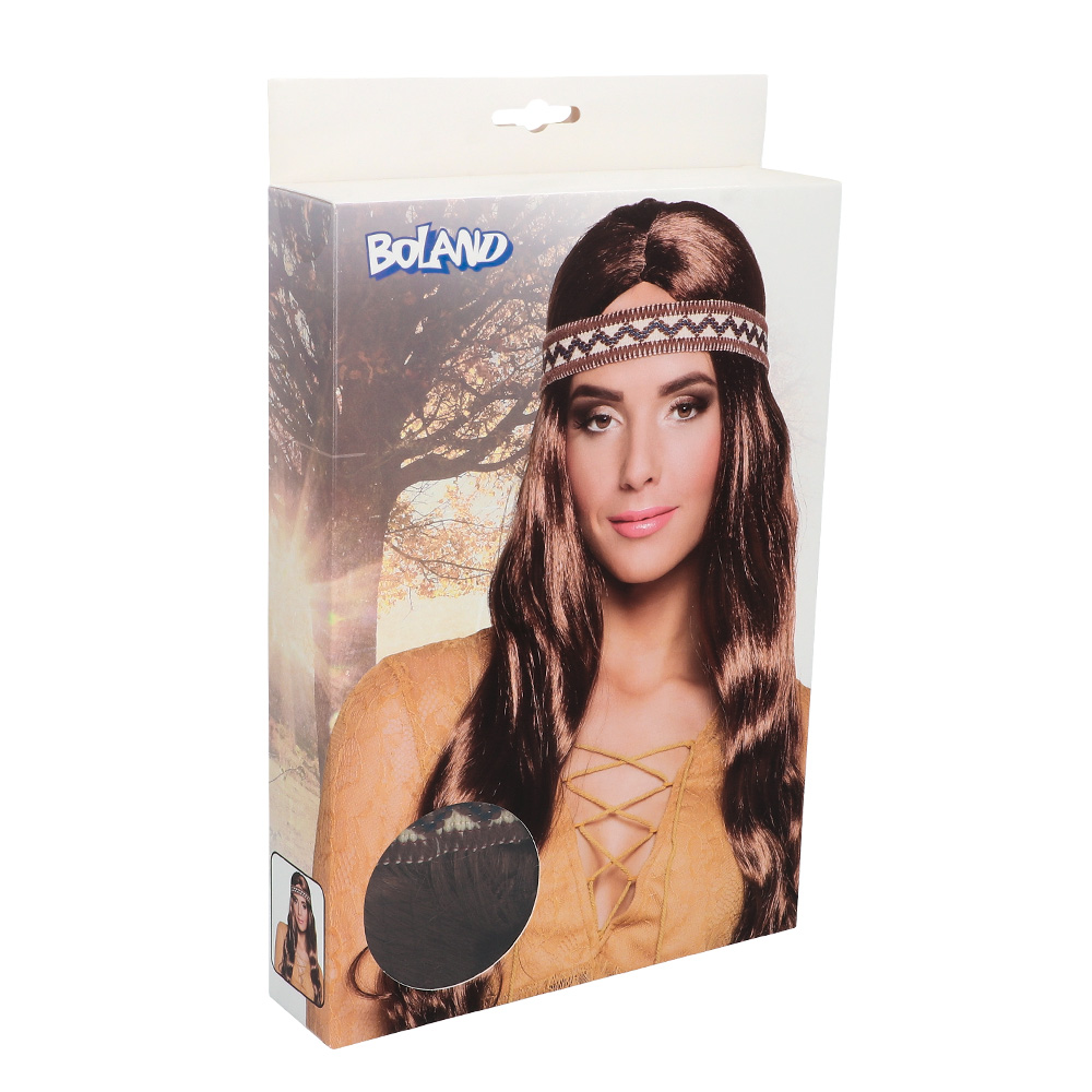 Pruik Harmony bruin met hoofdband