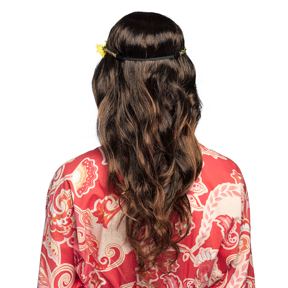 Pruik Joy zwart/bruin met hoofdband