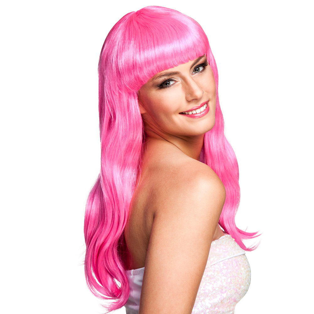 Pruik Chique roze UV