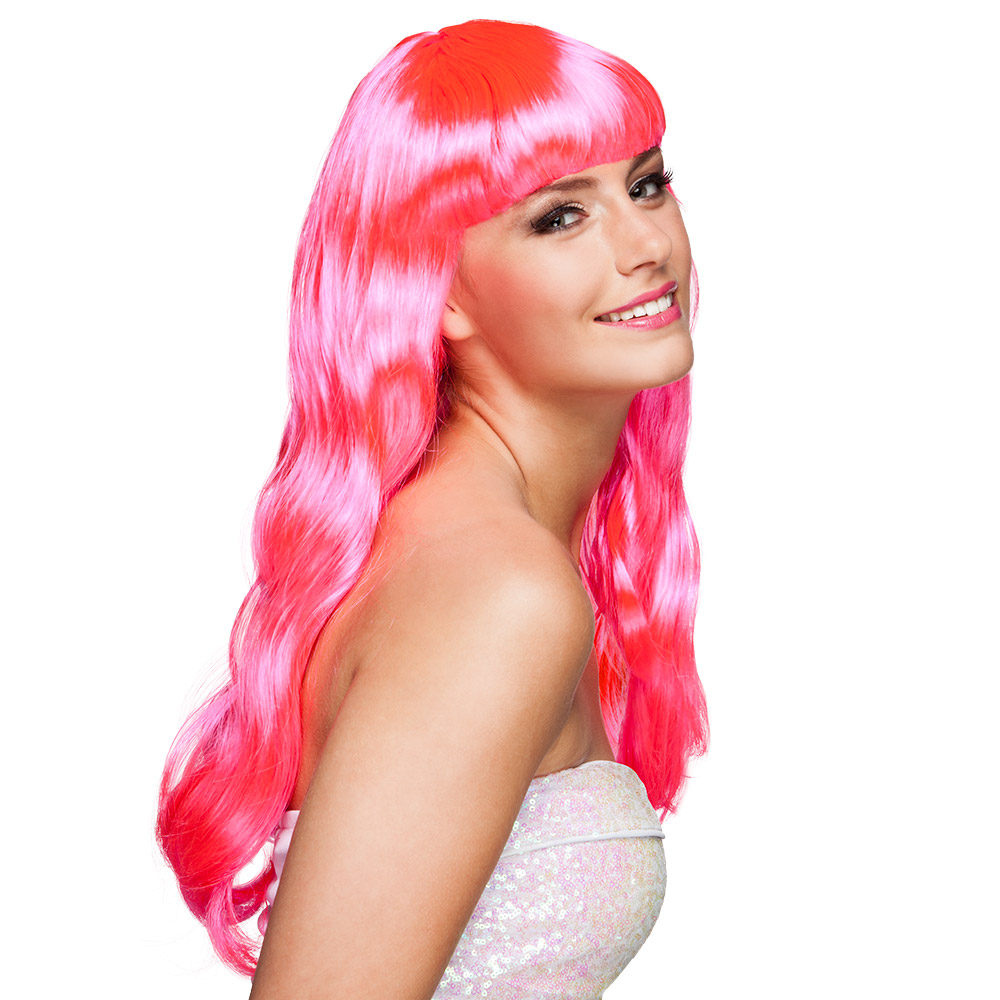 Pruik Chique neonroze UV
