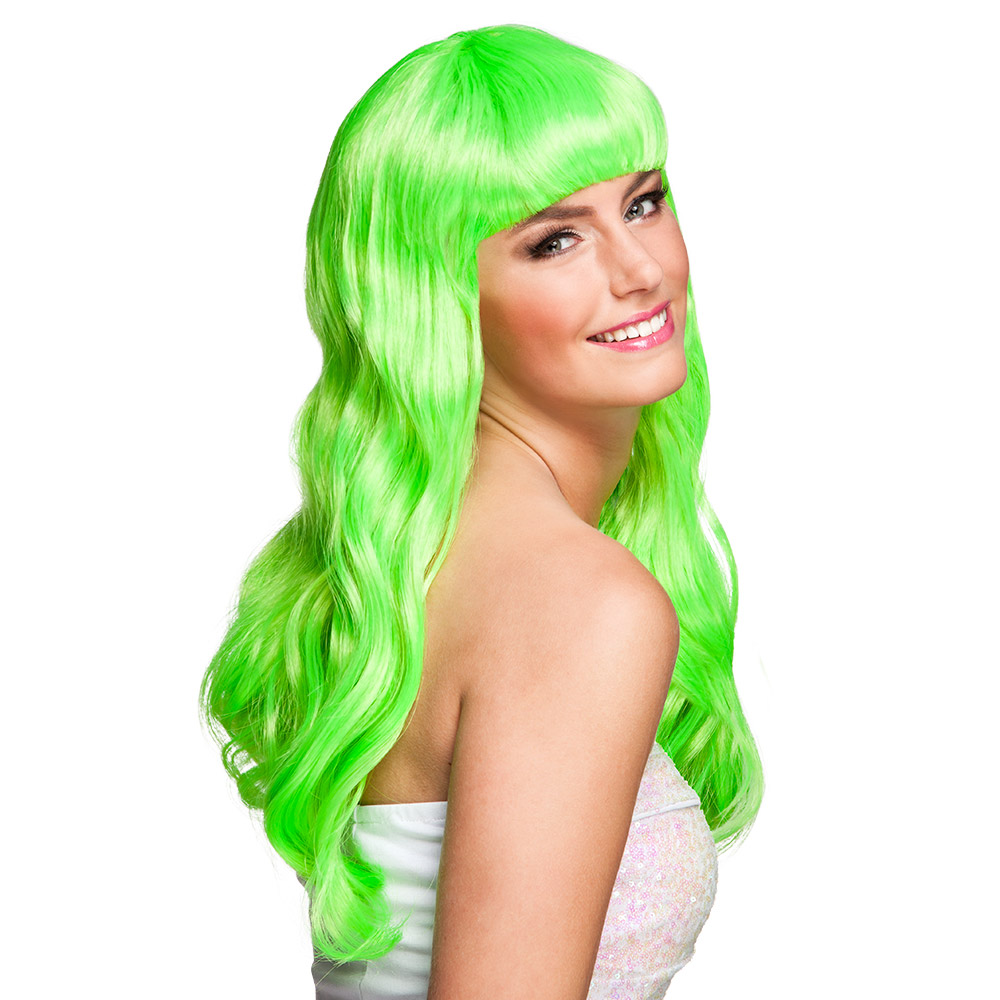 Pruik Chique neongroen UV