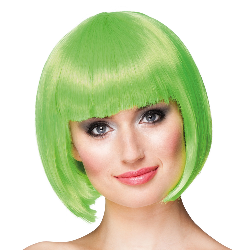 Pruik Cabaret neongroen UV