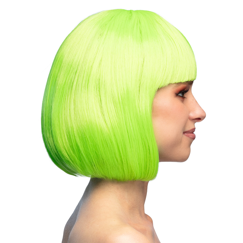 Pruik Cabaret neongroen UV