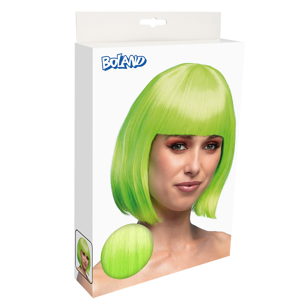 Pruik Cabaret neongroen UV