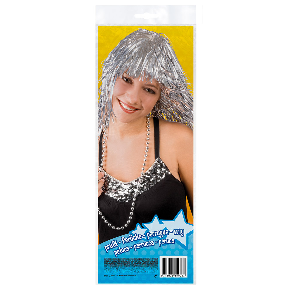 Pruik Metallic zilver